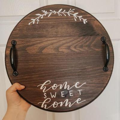 China Handmade Home Sweet Home Round Tray for sale