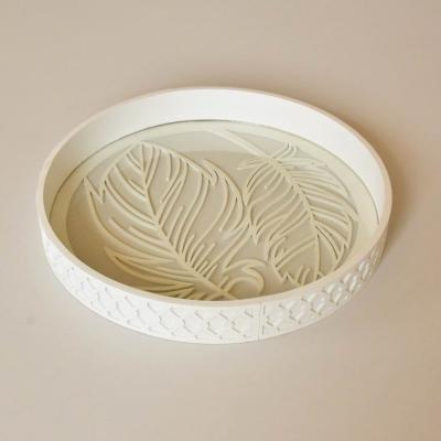 China Handmade Sheet Engrave White Round Serving Trays for sale