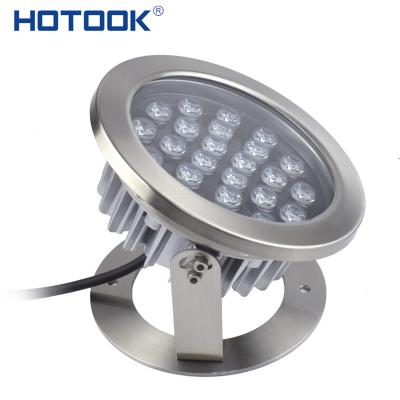 China LANDSCAPE HOTOOK Product 24W AC/DC 12v-24V IP68 Warm Waterproof Stainless Steel LED Bottom Water Light à venda