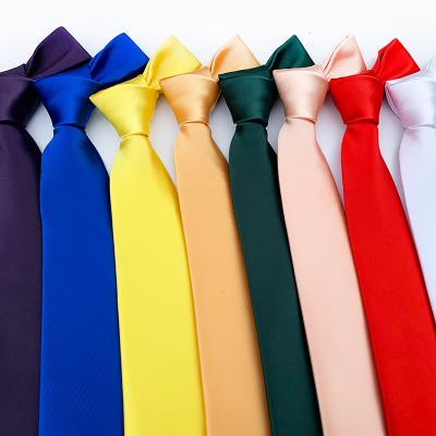 China Fashion Solid Color Business Suit Wedding Party Polyester Male Neck Ties Slim Skinny Adult Classic Casual Men's Formal Neck Ties for sale