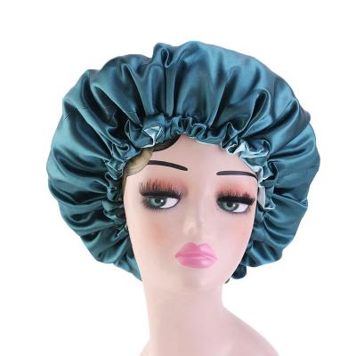 China Wholesale Eco-Friendly Designer Reversible Bonnet De Nuit Hair Sleep Hat Women's Luxury Satin Hood With Logo Custom for sale