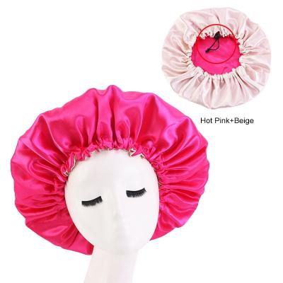 China Custom Made Eco-Friendly Satin Healthy Elastic Hair Adjustable Reversible Ladies Sleep Hat Sleep Hat Women Sleep Hood for sale