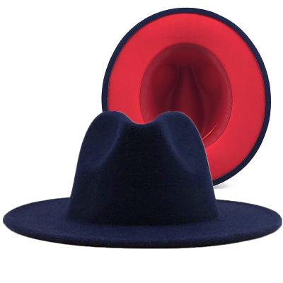 China Casual Plain Dyed Ladies Flat Top Hats Two Tone Red Bottom Ladies Fedora Hat Panama For Women Stylish Ombre for sale