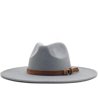 China Eaves Sun Casual Unisex Wide Shield Solid Color Adults Western Outdoor Cashmere Travel Casual Jazz Cowboy Hat for sale