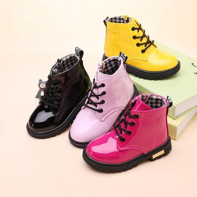 China Winter Kids Shoes Waterproof Pu Leather Trim Martin Kids Girls Rubber Snow Kinderstiefel Botas De Ninos Waterproof Boots for sale