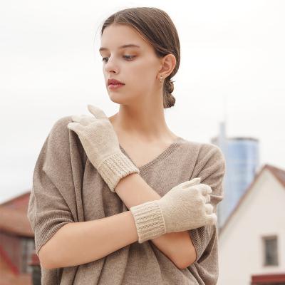 China Fashion Women Autumn Winter Keep Warm Full Fingerless Touch Screen Knitting Thick Cashmere Knitted Gloves for sale