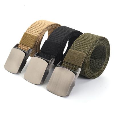 China Unisex Adult Tactical Military Automatic Canvas Belt Molle Adjustable Travel Quick Release Buckle 125CM Outdoor Comfortable for sale