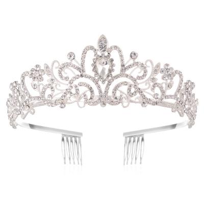 China Wholesale Fashionable Luxury Women's Luxury Princesa Pageant Birthday Zircon Headband Tall Para Novias Crowns and Tiaras for sale