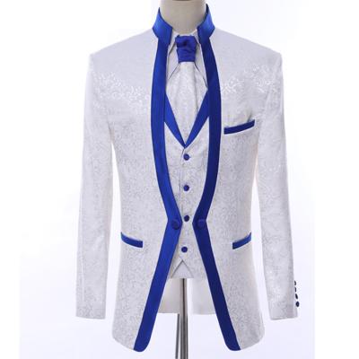 China Latest Anti-Wrinkle Office Design Three Piece Embroidery Business Slim Fit Tuxedo Blazers Men Wedding Suit for sale