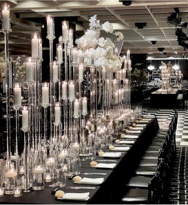 China Modern Popular Modern Wedding Tubular Tealight Large Crystal Candelabras 100cm for sale