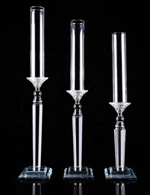 China Antique Hurricane The Modern Wedding Crystal Candle Holders Glass Candlesticks Table Centerpieces for sale