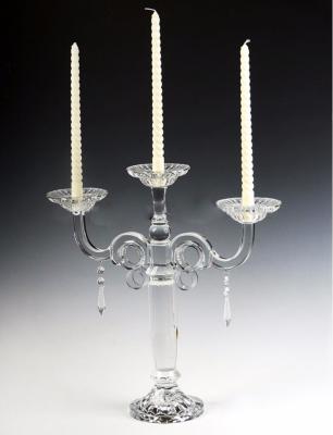 China 3 Tiers European Crystal Plexiglass Candle Holder Candelabra For Weddings for sale