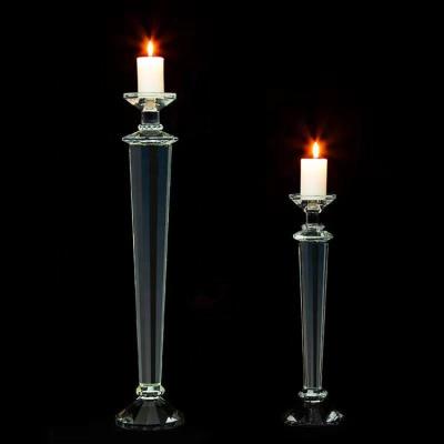 China European Wedding Centerpieces Lighted Vintage Tall Crystal Candle Holder For Table Decoration for sale