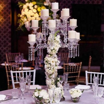 China Modern Tall 1pm Crystal Candelabra Wedding Centerpieces Party Decorations Glass Candlesticks Volume for sale