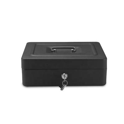 China Office Home Bank Use Locking Medium Hard Steel Cash Lock Box With Money Tray for sale