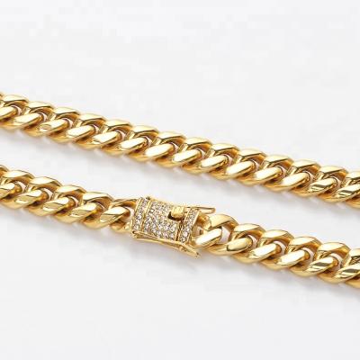 China OUMI Miami Cuban Link Bracelets 18K Gold Chain Punk Necklace Heavy 18k Gold Stainless Necklace for sale