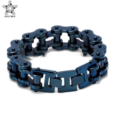 China Custom Made Classic High Quality Classic Stainless Steel Punk Gift China Factory Charms Blue Motorcycle Bracelet for sale