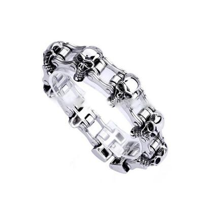 China Motorcycle Fashionable Cheap Punk Chain Stainless Steel Bracelets Style Factory Price Cool Skull Bracelet for sale