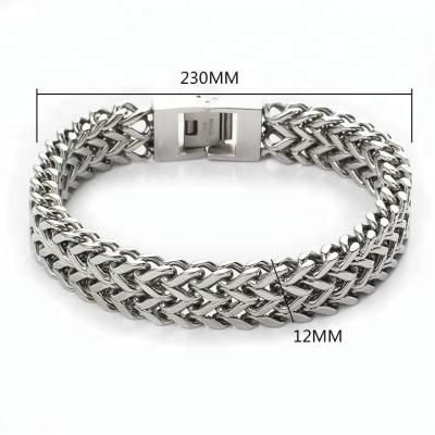 China OUMI Classic 12MM HipHop Style Stainless Steel Jewelry Stainless Steel Long Link Chain Bracelets Silver Plated Bangle Men for sale