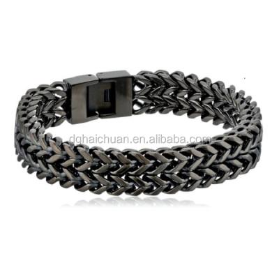 China Stainless Steel Mens Link Wrist Two Tone Polished Double Strand Wheat Chain Stainless Steel Bracelet for sale