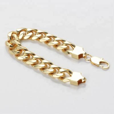 China FASHIONABLE Men's Tall Heavy Duty 316L Stainless Steel Link Wrist 24k Gold Plated Chain Bracelet, for sale