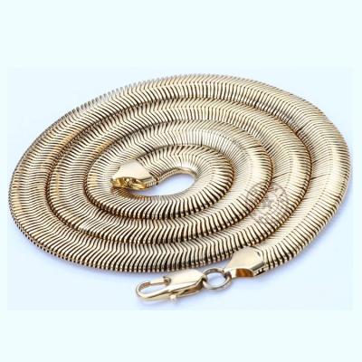 China Fashionable Wholesale Stainless Steel Jewelry 24k Gold Plated Flat Fishbone Snake Chain Necklace for sale