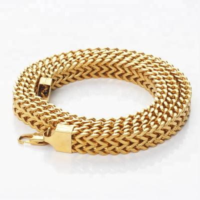 China 2018 Hiphop OUMI Polishing Silver Gold Plated Stainless Steel Punk Men Franco Necklace Link Chain For for sale