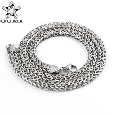 China Hiphop OUMI Ladies Accessories Necklace Jewelry Double Layer Franco Chain Necklace Silver Stainless Steel for sale