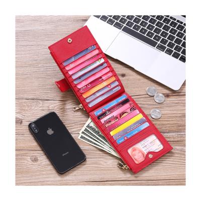 China RFID Blocking Multicolor Fashion Women's Long PU Leather Bifold Card Cases Wallet Female Card Holder With Zipper Pocket for sale