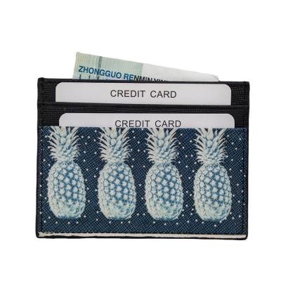 China Fashion RFID Pineapple Pattern Card Holder Credit Card Holder Custom Smart Genuine Leather RFID Slim Wallet for sale