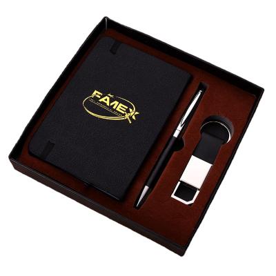 China Business Gift Set Classic Luxury Promotion Key Chain PU Leather Pen Business Gift Set Corporate A7 Notebook And Ballpoint Pen Gifts for sale