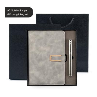 China Business Gift Set Elegant High Quality Customizable Colors Business Promotional PU And Alloy Gift Set Luxury Metal Pen And Notebook for sale