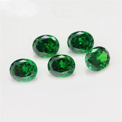 China Factory Wholesale High Quality Green Zirconia Color Set Or Fire Stones Oval Cut CZ Gems Green 3*5mm To 15*20 Used For Jewelry Inlay for sale