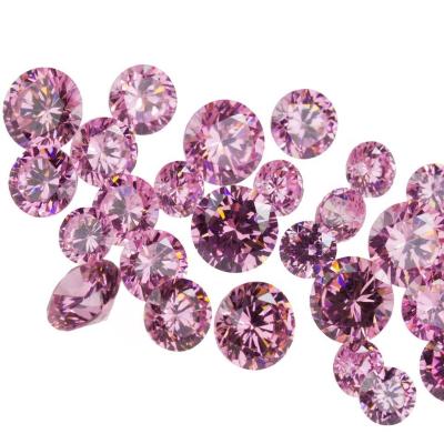 China Jewellry 1.0-3.0mm Loose Pink Gems Wholesale Price CZ Color Loose Pink Round Cut Loose Zircon l Used For Jewelry Inlay for sale