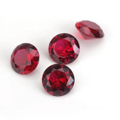 China Hot Sale 3A Fire Gems Hot Sale 3A Red Red Color Set Or Ring Gemstones Mounted Loose Round Lab Created Stone Price Ruby Stone Corundum for sale