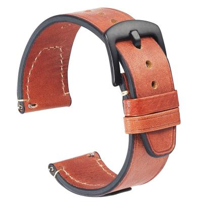 China Luxury Genuine Leather Watch Straps 22mm Soft Cow Leather Accessories To 20mm Watch Bands Leather Watchbands Belt 22mm Red Unisex Luxury Stocks for sale