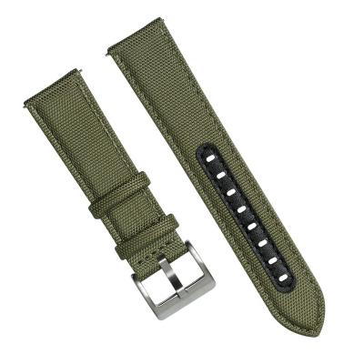 China The New Design Leisure Fashion Nylon Watch Band Green Nylon Leather Watch Strap 18mm 20mm 22mm for sale