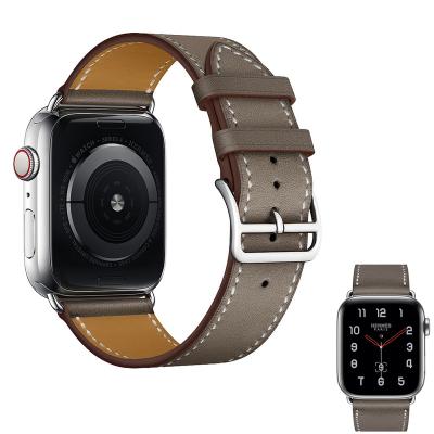 China Unisex Cowhide Leather Watch Band For Apple Watch Se 6 5 4 3 2 1 Full Grain Leather Watch Strap Soft Strap 42mm 44mm for sale