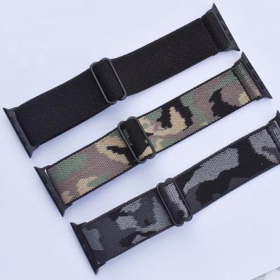 China Nylon Band 40mm 44mm Camouflage Leisure Factory Price NATO Watch Elastic Nylon Watchband For Apple Watch for sale