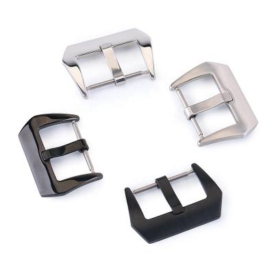 China Classic Polished Brushed High Quality Stainless Steel 24mm Pin Buckle Black Silver Watch Band Buckle 18mm 20mm 22mm for sale