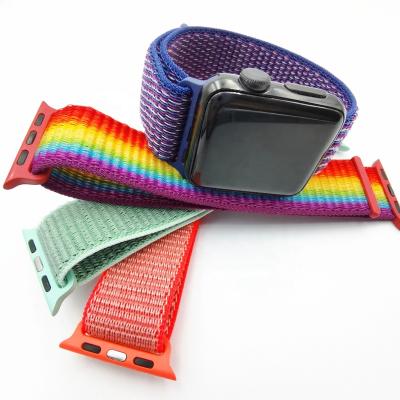 China Sport Sport Buckle Nylon Watch Bands For Apple Watch Strap Elastic 38/40/41mm, 42/44/45mm for sale