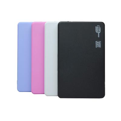 China Plastic USB2.0 SATA Portable Hard Disk 2T Max 2.5 Inch Hard Disk Drive External Enclosure SSD HDD Tool Free for sale