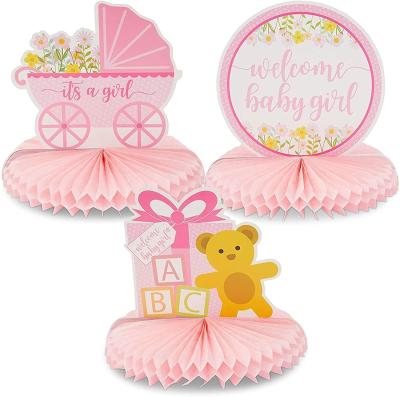 China Party Decoration It's A Girl Honeycomb Centerpieces Baby Shower Table Honeycomb Decorations For Girl Welcome Baby Decorative Advertisements for sale