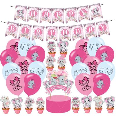 China Custom Party Decoration Baby Shower Pink Elephant Theme Party Decoration for Baby Gilr Shower Wedding Birthday Supplies for sale