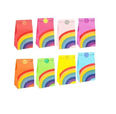 China Gift Wrapping Customized Rainbow Paper Favor Bags Color Party Bag Birthday Gifts Gifts Bag for Girls Boys Kids Party Supplies for sale