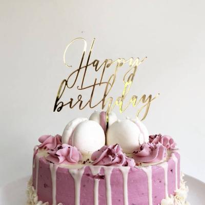 China Customized Acrylic Decoration Supplies Birthday Cake Topper Happy Birthday Cake Decoration Party Gold Happy Birthday Cake Decoration for sale