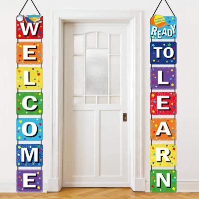 China Party Decoration Back To School Banner Welcome Banner For First Day Of School Welcome Ready To Learn Classroom Party Supplies Photo Props for sale