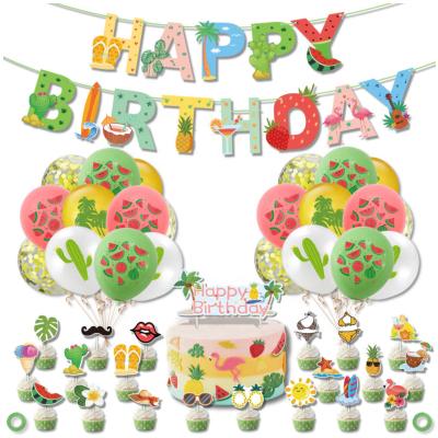 China Latex Wholesale Hawaii Botanical Theme Party Decoration Cactus Birthday Party Banner Cake Balloon Party Supplies for sale