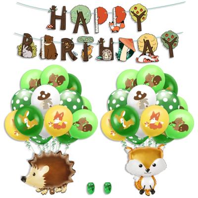 China Wholesale Forest Fox And Hedgehog Theme latex balloons animal party supplies decorative banners for kids birthday party for sale