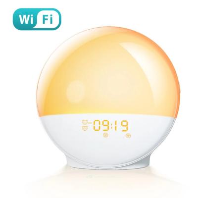 China Files Hot Selling Amazon Sunrise Simulation Smart Alarm Clock Digital Pendulum Wake Up Light Bedside Table Clock for sale